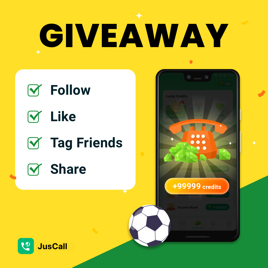 juscallapp's tweet photo. GIVEAWAY!🎁
2nd round of World Cup GIVEAWAY!

100% win 200 credits
4 easy steps:
✅ Follow JusCall 
✅ Like
✅ Tag 3 friends
✅ Retweet

5 lucky dogs will get extra 1000 credits

End in 7 days⏰
Nov.28-Dec.4 https://t.co/HcdQtSaq7j