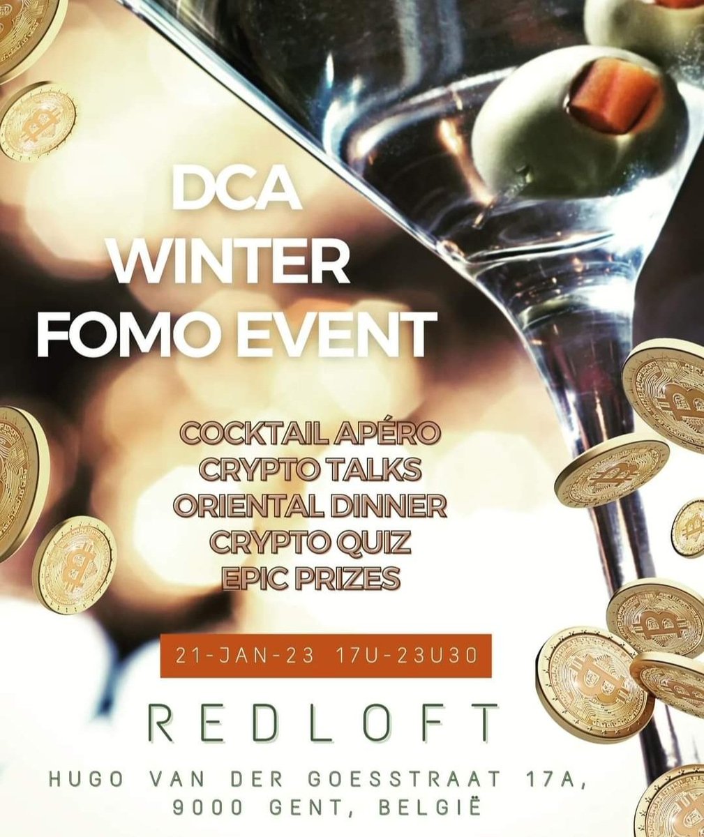 Zet 21 Januari 2023 alvast in de agenda voor het DCA event van het jaar!🚀🍸

Tickets vind je via onze eventpage op de website... get the early bird tickets now! 🐣🚨

De magie wordt mede mogelijk gemaakt door Bitvavo 😎

digitalcurrencyacademy.be

#crypto #quiz #event #cocktails