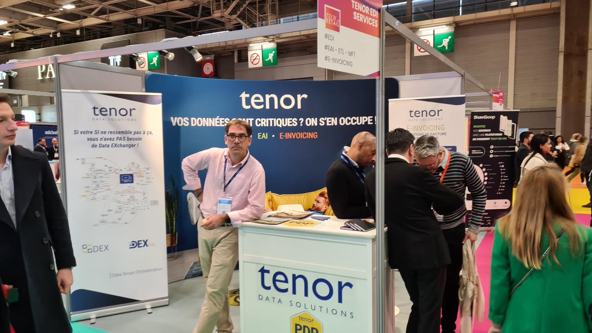 Tenor Data Solutions (@tenor_solutions) on Twitter photo Ouverture ce matin de <a href="/TechforRetail/">Tech for Retail</a> ! Venez parler avec nos experts de vos projets de facture électronique, de recherche de plateforme de dématérialisation partenaire (PDP) ou de management de votre SI.
Rendez-vous sur le stand C46 ! Ouverture ce matin de <a href="/TechforRetail/">Tech for Retail</a> ! Venez parler avec nos experts de vos projets de facture électronique, de recherche de plateforme de dématérialisation partenaire (PDP) ou de management de votre SI.
Rendez-vous sur le stand C46 !