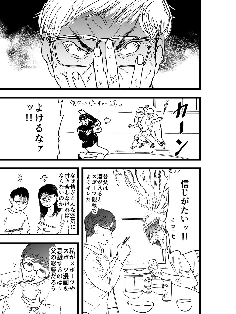 エッセイ漫画「父のスポーツ観戦」(2ページ) 