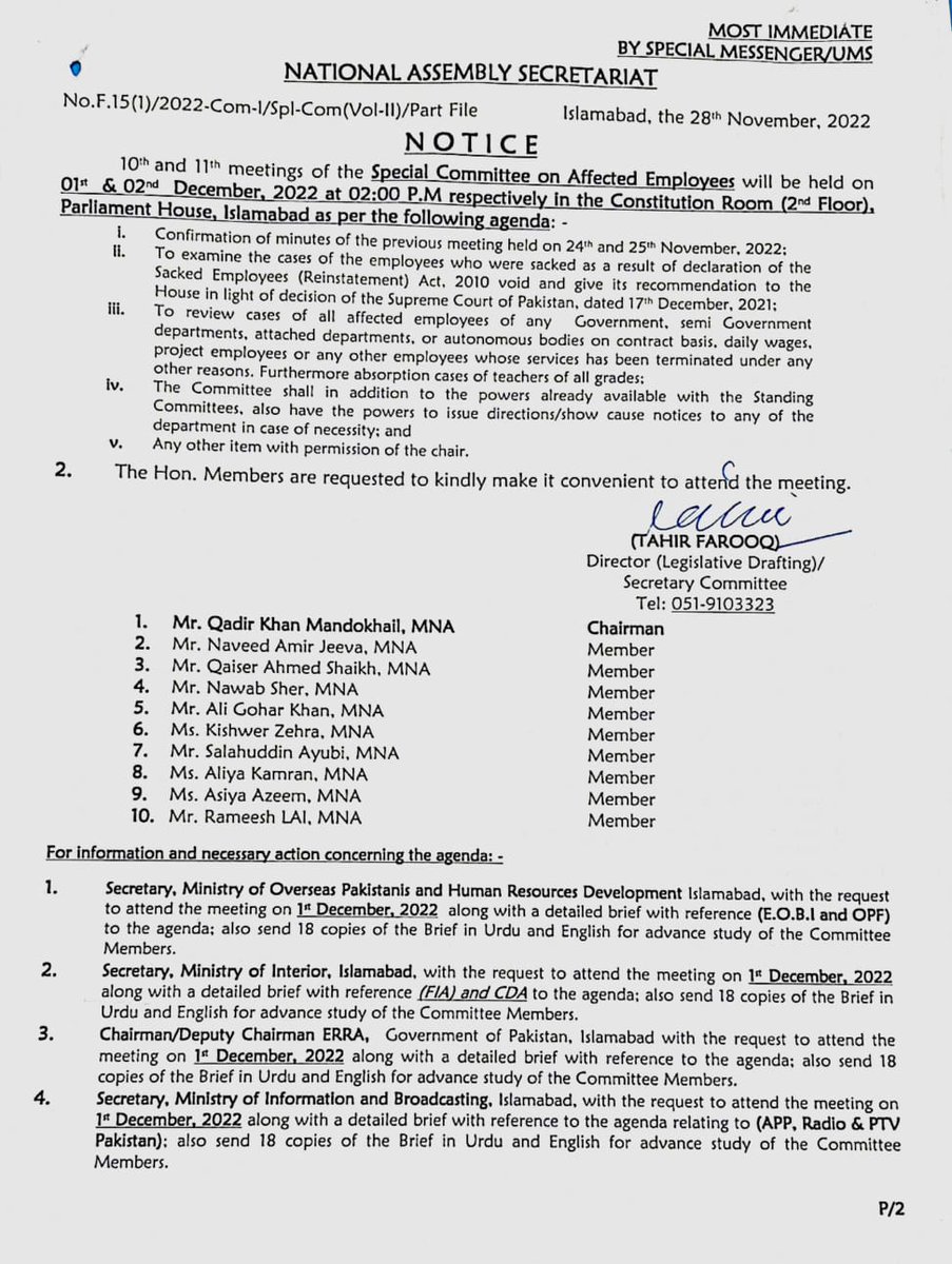 MNAmandokhail's tweet photo. یکم دسمبر  2022اور 2دسمبر کے لیے مندرجہ زیل محکموں کو نوٹس جاری https://t.co/CqzaM04pS1