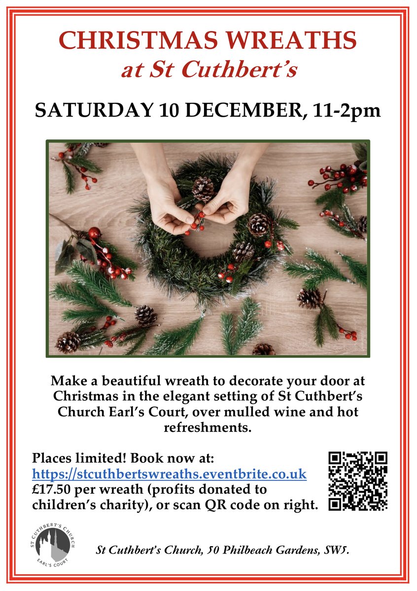 Don't miss out! Less than two weeks to go. Last year was great fun - but sadly we didn't have tickets for everyone. Book now to be sure you can join us!

Tickets: stcuthbertswreaths.eventbrite.co.uk