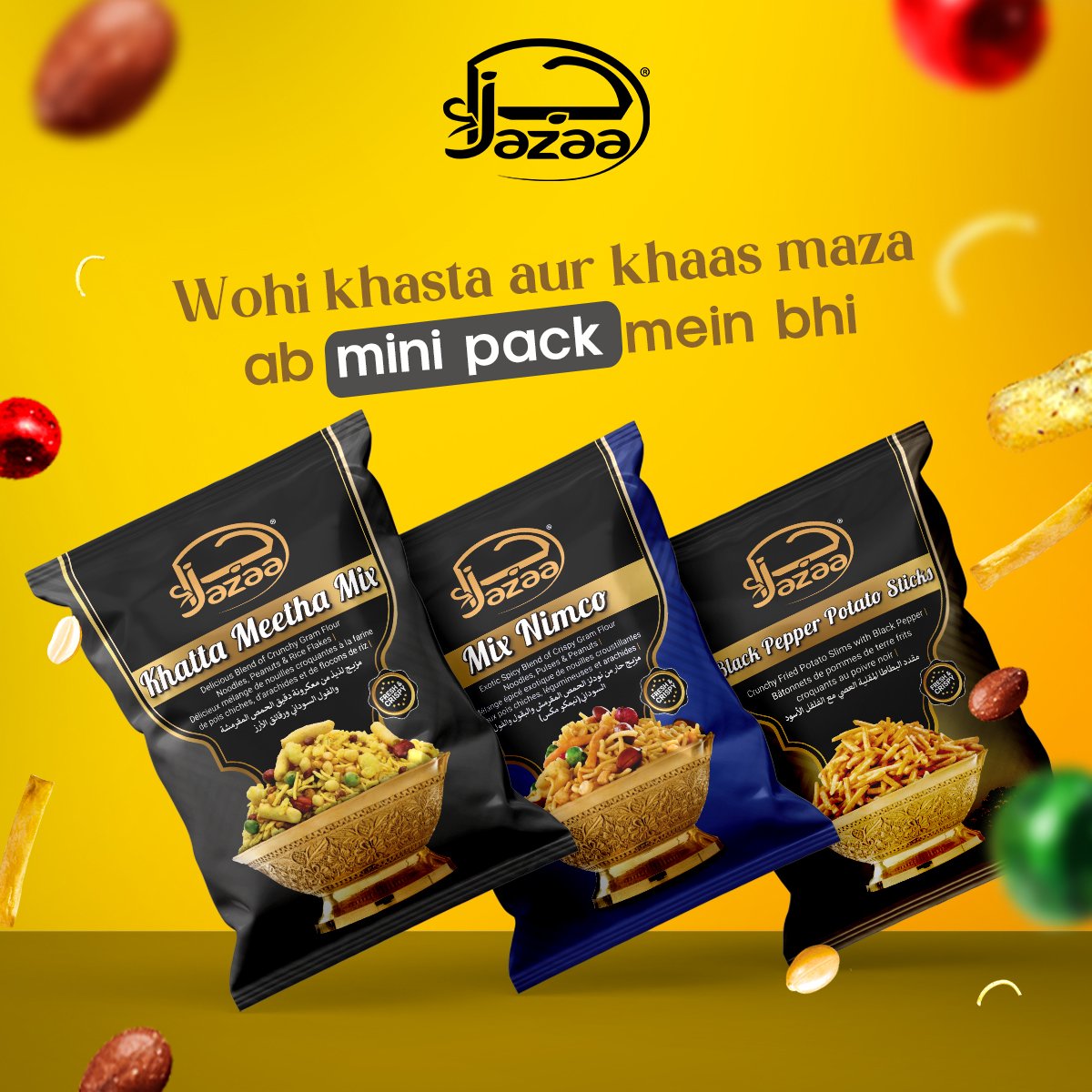 jazaaglobal's tweet photo. Bring home the newest addition of Jazaa Premium quality Nimco range now available in mini packs.
Buy Now.
App Android: https://t.co/an37DPbK9F
App IOS: https://t.co/3GkFqDta8x
WhatsApp: 0333-2672078
#Jazaa #JazaaGlobal #Nimco #MiniPacks #Crispy #Crunchy https://t.co/DXAYIMF9eO