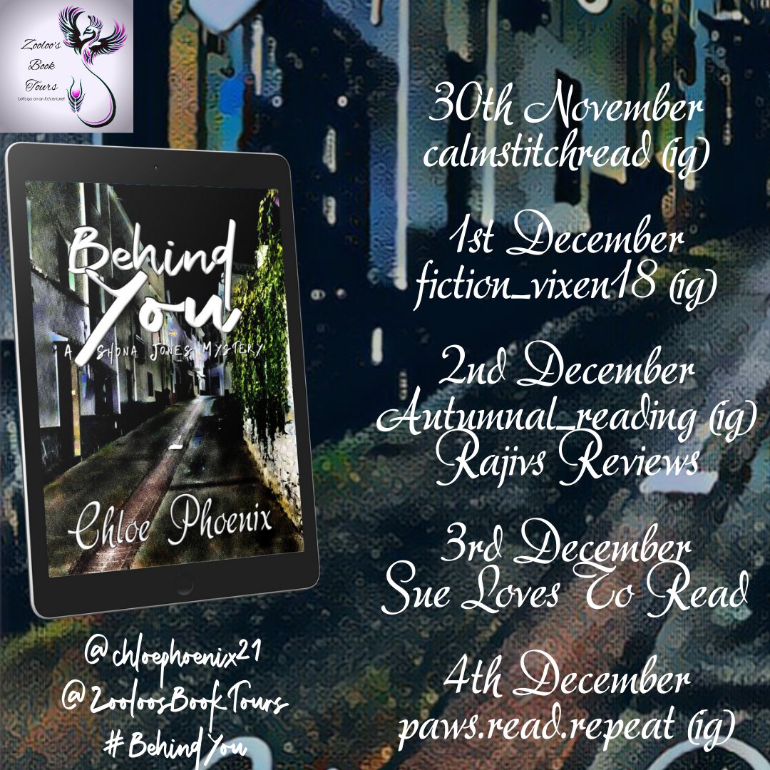 ZooloosBT's tweet photo. Starting Soon - Behind You by Chloe Phoenix

She makes friends, and some enemies as she searches for answers, including the enigmatic Ron who seems eager to help her solve the mystery

Follow the tour to find out more

#ZooloosBookTours https://t.co/oITmCaQvMT