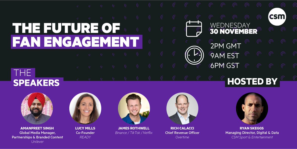 Last chance to sign up for Wednesday’s webinar, where our expert panel will delve into the future of fan engagement. 

Join us to discover the key to engaging, growing and connecting with audiences in this new age of technology. 

Register here 👉 bit.ly/3hLtiE6