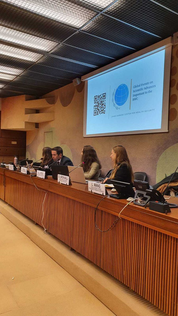 And so it begins...  the first side event of the #BWCRevCon.
UNIDIR's <a href="/RevillJames/">James Revill</a> is speaking on "The BWC Global Forum: Biotech, Biosecurity &amp; Beyond", organized by <a href="/JHSPH_CHS/">1717</a>.
#1972BWC