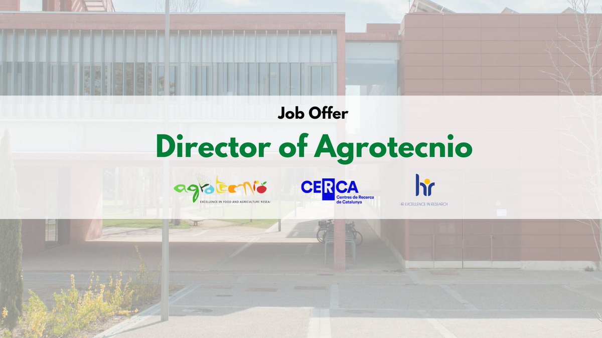 💼📢 Agrotecnio opens selection process for a new director

👉 Candidate profile, job description and other details of the position can be found here: agrotecnio.org/wp-content/upl…

🗓️ Deadline: January 15, 2023 
📩 CV and cover letter to: applications@cercat.cat 

@iCERCA #SciJobs