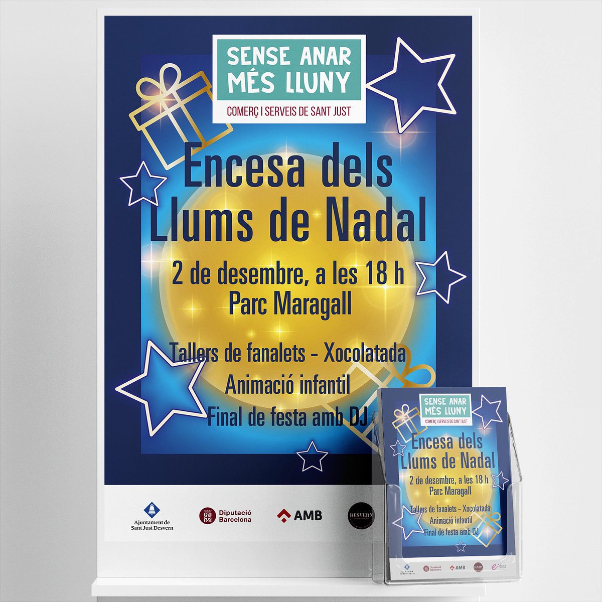 No us perdeu l'Encesa dels Llums de Nadal, <a href="/santjustcat/">santjustcat</a> ha organitzat un munt d'activitats: taller de fanalets, xocolatada, animació infantil i un DJ en directe. Una nova sinergia de @DonaiEmpresaSJ , TresDisseny i <a href="/timit2003/">TiMiT2003</a> hem fet el disseny dels cartells i les pancartes!