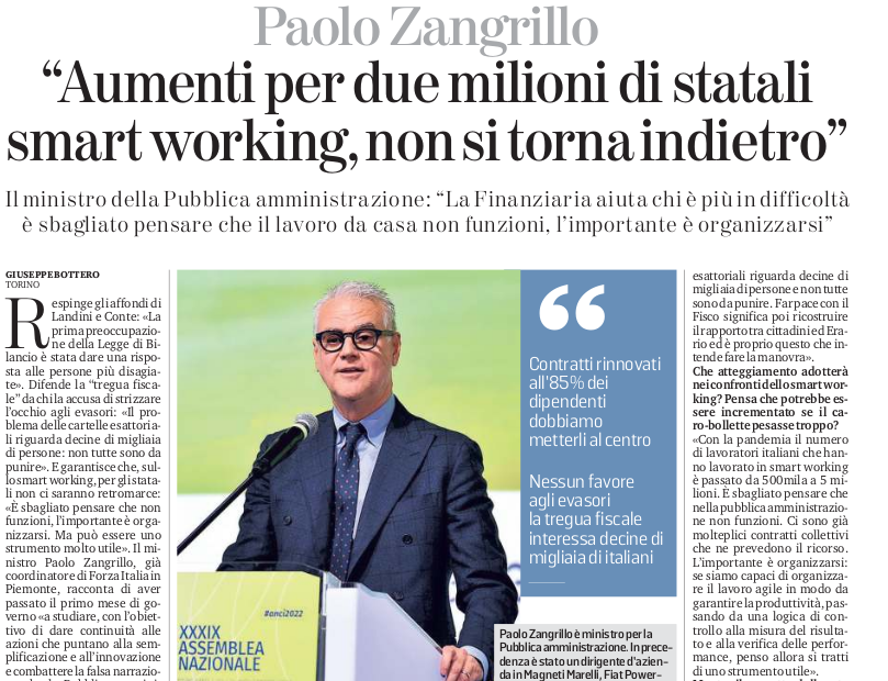 SmartWorkersUn1's tweet photo. Le dichiarazioni del ministro @PaoloZangrillo a favore dello #smartworking #lavoroagile nella PA sono apprezzabili, ma è arrivato il momento di passare ai fatti concreti con dei provvedimenti, come l'eliminazione della prevalenza del lavoro in presenza. https://t.co/ZvLuo6BJl7