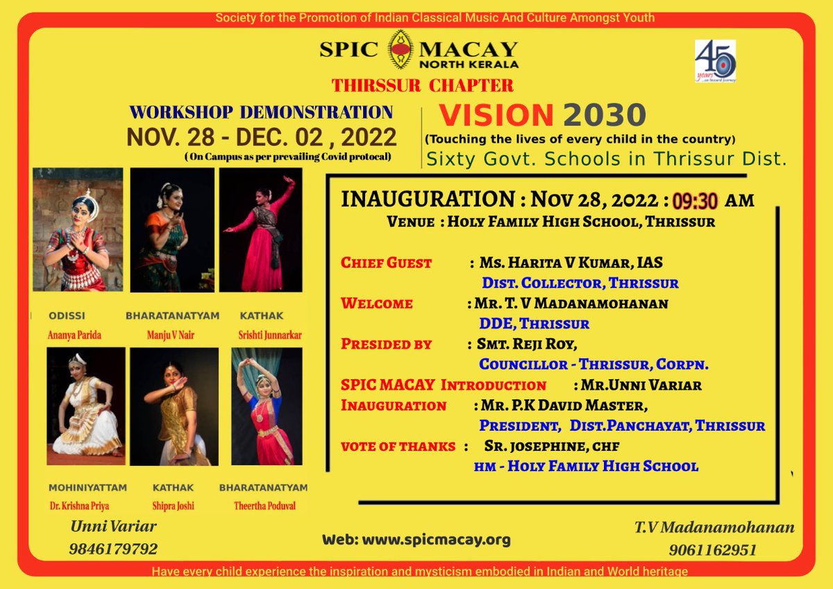 spicmacay's tweet photo. @spicmacaykerala (North) chapter started it's week-long WD series in #Thrissur District today. District Collector Smt #HarithaVKumar inaugurated the series that will be held in about 60 govt schools. She praised SPIC MACAY for the wonderful work being done by it across India. https://t.co/hLqMrbMfNW