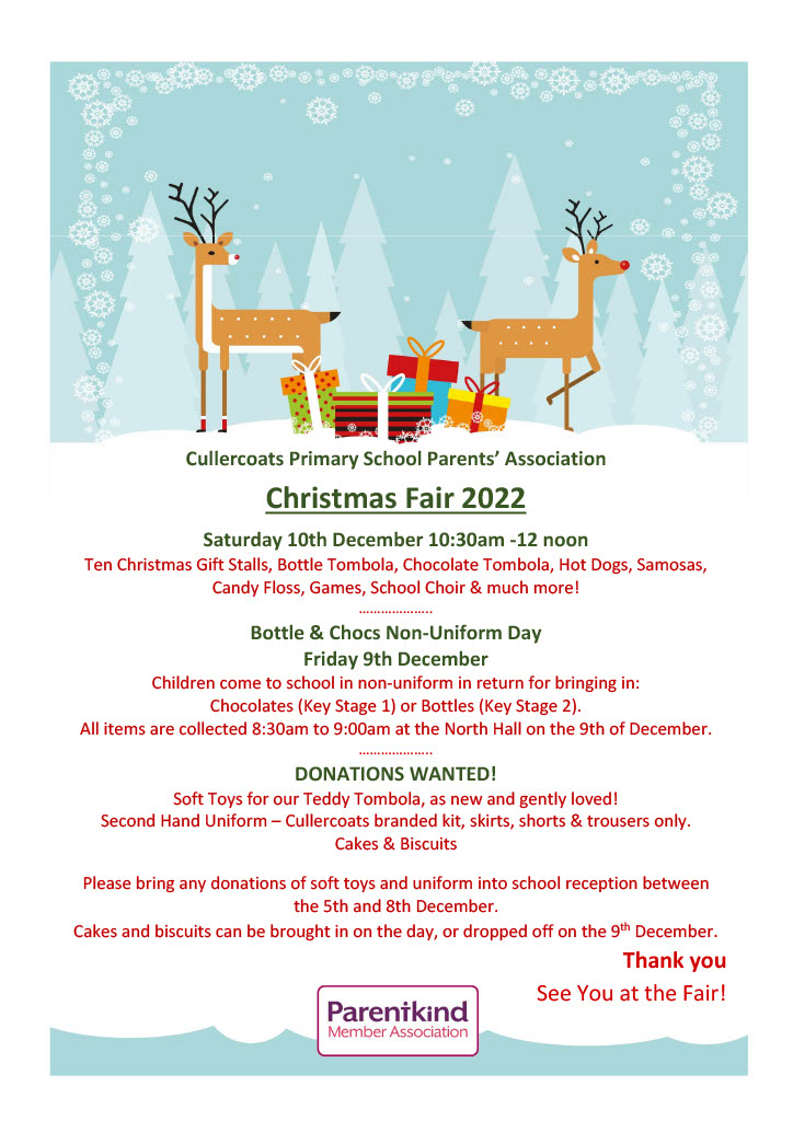 CPS_Primary's tweet photo. 🎄🎅 Christmas Fair, Non-Uniform Bottles &amp; Chocs Day &amp; Donation Requests  🎅🎄 https://t.co/QA5brp3XXs