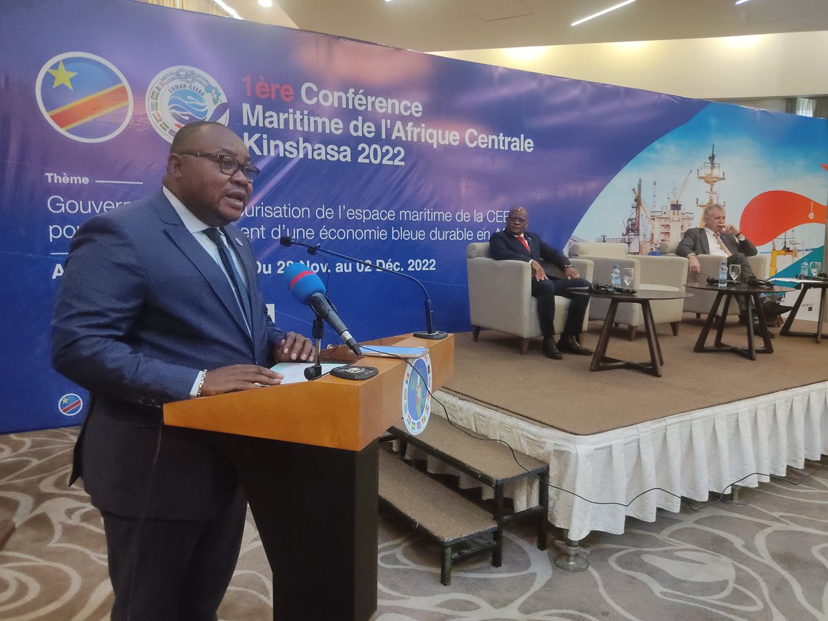 passmarAfriqueC's tweet photo. #Happeningnow Ouverture de la 1ere Conférence #maritime régionale (#COMAR1) co- organisée par @CEEAC_ECCAS et @Presidence_RDC avec le soutien de l'#Unioneuropéenne @UEenRDC @pais_rosario @DUeGabonGeStp à #Kinshasa. +200 experts des 11 États de l'#AfriqueCentrale y participent https://t.co/BnZQmasO0r