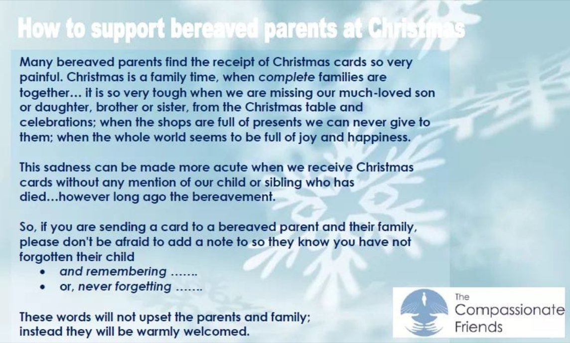 ClaireHammond's tweet photo. If you are thinking of sending a Christmas card to a family who have lost their child - this really matters, more than you could know @TCFcharityUK https://t.co/vNF8sPin6h