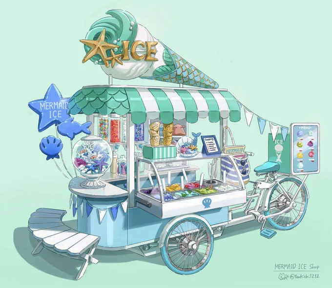 屋台デザイン前に別の所で描いてたものをアレンジ補足は後程リプに繋げます 