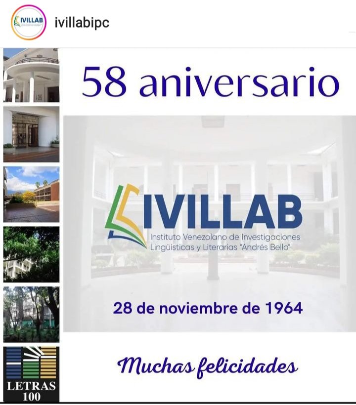 thaysadrian's tweet photo. Feliz cumpleaños para el Instituto Venezolano de Investigaciones Lingüísticas y Literarias Andrés Bello. Ya su revista Letras, dedicada a la lingüística y la literatura, ya ha llegado al número 100. https://t.co/Q9qytOQ3Kc