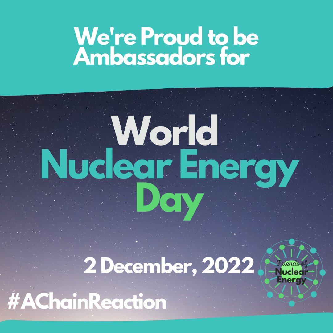 We're looking forward to celebrating and supporting World Nuclear Energy Day on 2 December. This Year's Theme is #AChainReaction

#WorldNuclearEnergyDay #nuclear #nuclearenergy #nuclearpower #netzero #netzeroneedsnuclear #fone 

<a href="/WNEDOrg/">World Nuclear Energy Day</a>