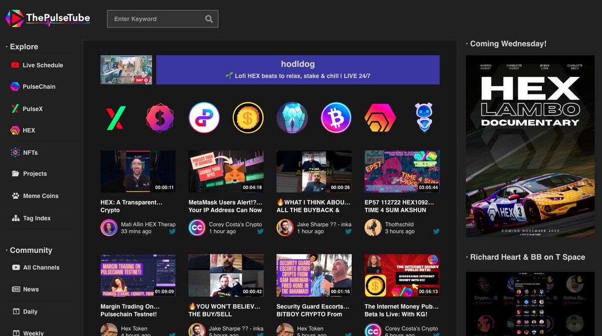 ThePulseTube's tweet photo. The #HEXLambo Documentary, coming Wednesday 6.30pm GMT! Featured on our homepage, click the banner and subscribe to their channel! We'll have a live link to the video once it's out. #HEX #PulseChain $HEX @topcatsracing @_charbirch https://t.co/faAZOnQLc8