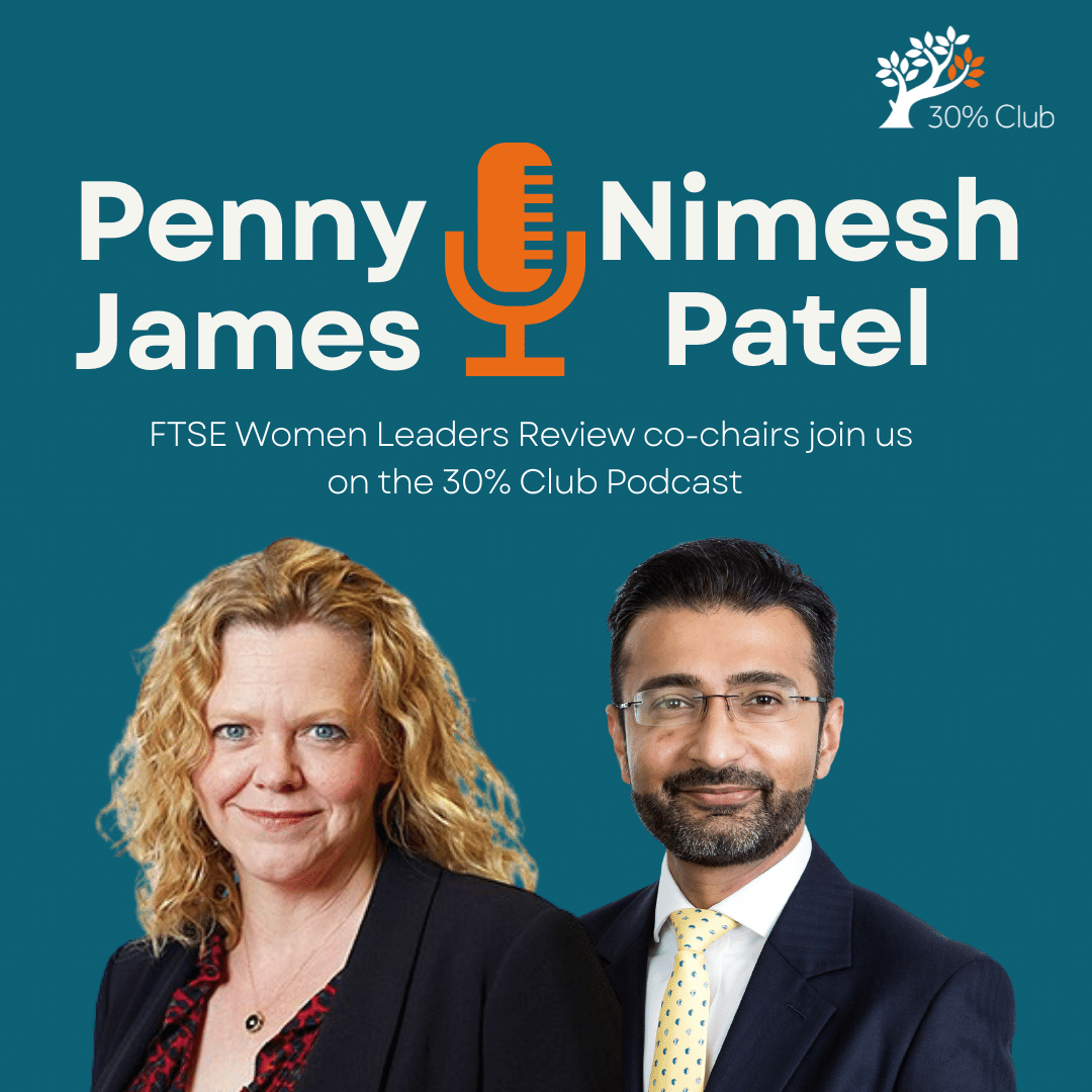 30percentclub's tweet photo. The 2nd episode of our new podcast is out! Listen to @FTSEWomenLeader co-chairs Penny James (CEO of @DirectLine) &amp; Nimesh Patel (CFO of @Spriax_Sarco_UK) here https://t.co/alj7tebZBV. Don't forget the FTSE Women Leaders Review leadership data portal closes on Wed 30 Nov #podcast https://t.co/BLtuC8BE0v
