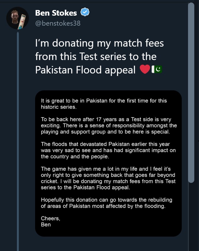 SajSadiqCricket's tweet photo. Ben Stokes has only been in Pakistan a short while, but he's already winning the hearts of the nation #PAKvENG #Cricket https://t.co/6ih9agUJvM