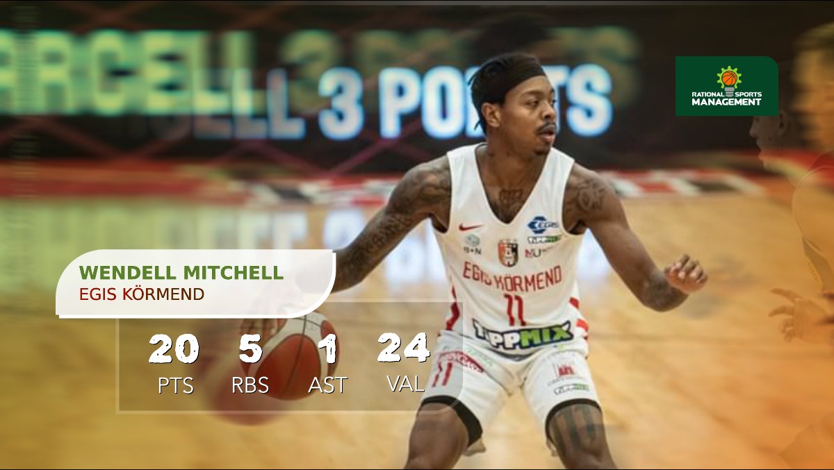 Rtnlsprtsmn's tweet photo. Wendell Mitchell (@ezbuckschuck) had a great performance for Egis Körmend. They got their 5th straight win yesterday. He scored 20 points, collected 5 rebounds, dished out an assist, had 2 steals and the total of 24 VAL points.
#JSFSports https://t.co/fhyEP8tbM3