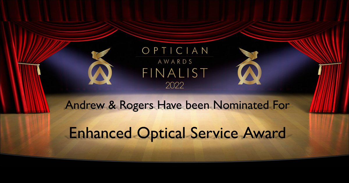 Big News!

We are proud to announce we have been nominated for the Enhanced Optical Service Award at the National Optician Awards 2022! Because of this we will be closed from 11:30 Wednesday 30th November and all-day Thursday 1st December. We will be back open Friday 2nd