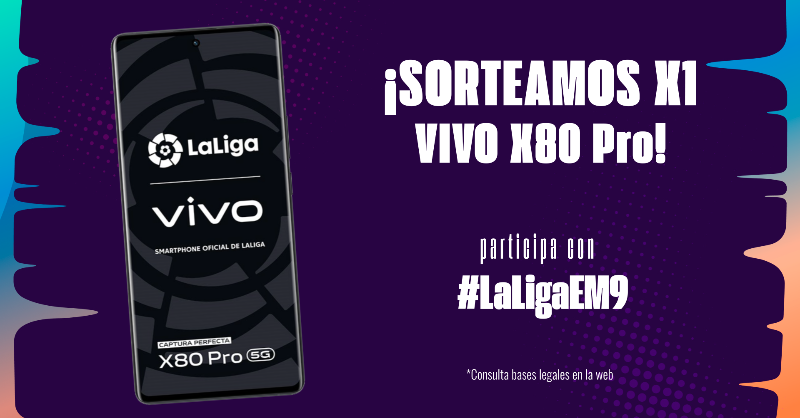 LaLiga's tweet photo. 🤯📱🎁 ¡Estos de @vivo_espana 𝙚𝙨𝙩𝙖́𝙣 𝙡𝙤𝙘𝙤𝙨! Otro pedazo de móvil vivo X80 Pro puede ser tuyo 📱

- RT y follow @LaLiga
- Responde con #LaLigaEM9 y dinos qué selección crees que va a ganar este Mundial

*Sorteo solo válido para España.