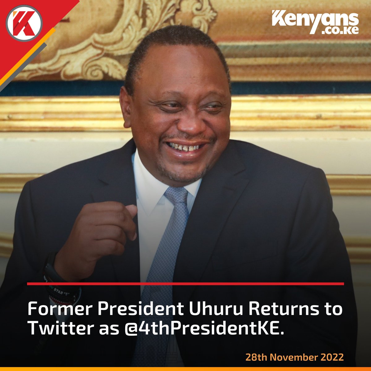 Former President Uhuru returns to Twitter as @4thPresidentKE