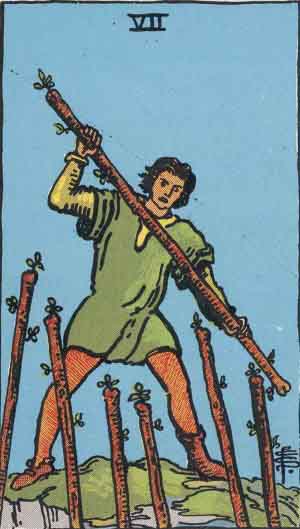 _tiny_tarot's tweet photo. today's card is Seven of Wands. https://t.co/ZKWlo90GWY