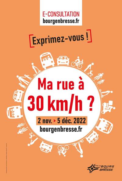 Bourg_en_Bresse's tweet image. #eConsultation
➡ Jusqu'au lundi 05/12, la Ville lance une e-consultation à destination de ses habitants.
👉 Objectif : identifier les rues qui pourraient passer à 30 km/h afin de permettre une circulation apaisée et sécurisée.
Plus d'infos et répondre 🔗 bit.ly/3UdMXtO