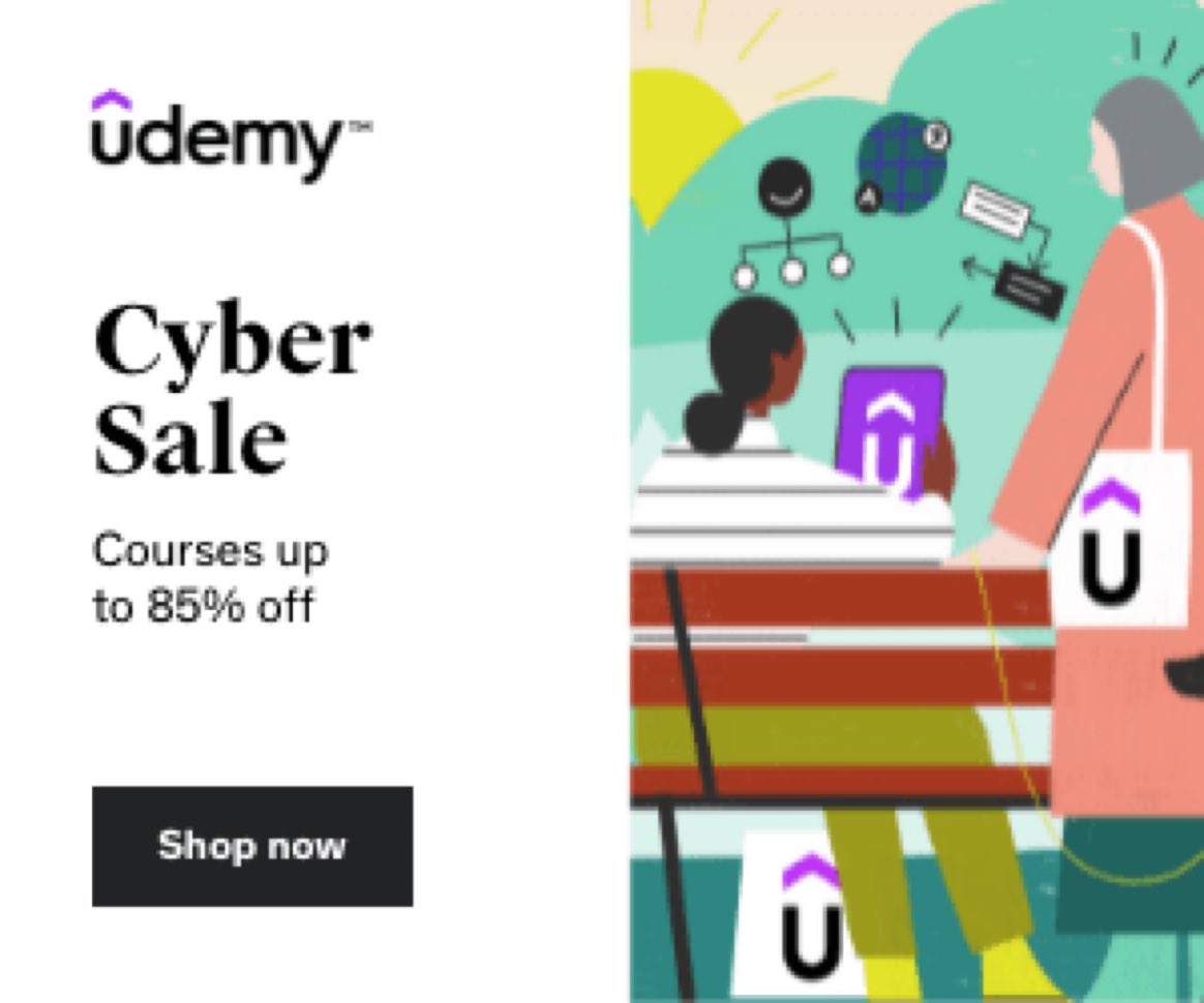 [NEW] #Udemy #CYBERSALE 

Get All Courses up to 85% Off 

Live Link: bit.ly/udemy-cyber-sa… 

#CyberSecurity #CyberSec #InfoSec #InfoSecurity #FinTech #FinServ #IoT #IIoT #Python #JavaScript #ReactJS #Golang #Docker #Kubernetes #Serverless #Linux #Programming #100DaysOfCode