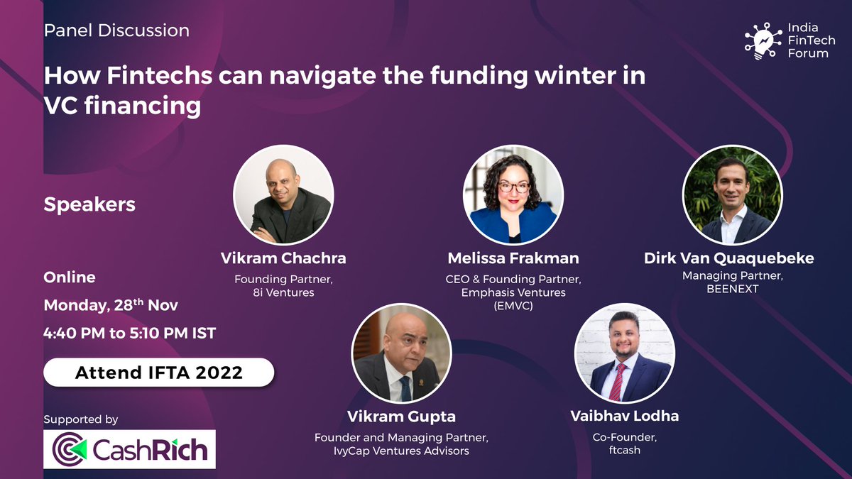 📣Click to join (no login needed): zcu.io/gb2b

Join us for an in-depth analysis and discussion on How Fintechs can navigate the funding winter in VC financing powered by <a href="/CashRichApp/">CashRich</a>. 

#IFTA2022 #IndiaFinTechAwards #fintech #venturecapital