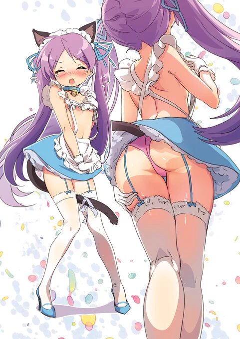 猫耳メイドかがみん⠀#いいニーハイの日 #柊かがみ #カラーラフ⠀作画 いちみれんげ()さん 