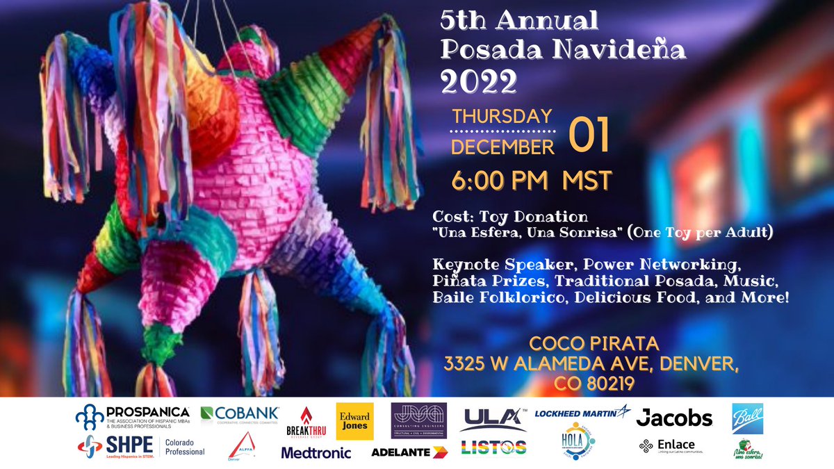 SHPEColoradoPro's tweet photo. Posada Navideña 2022 Dec 1st - https://t.co/DerhQrfYgp https://t.co/YAvZtNKxpe