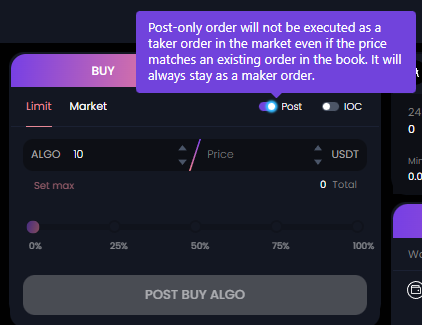 💡Post-Only Orders💡

Post-only orders only fill as a maker order, meaning it will rest on the #orderbook and won’t fill immediately. 

Level up your #trading knowledge &amp; play with post-only orders on #Testnet today!

medium.com/@Ultrade.org/u…
