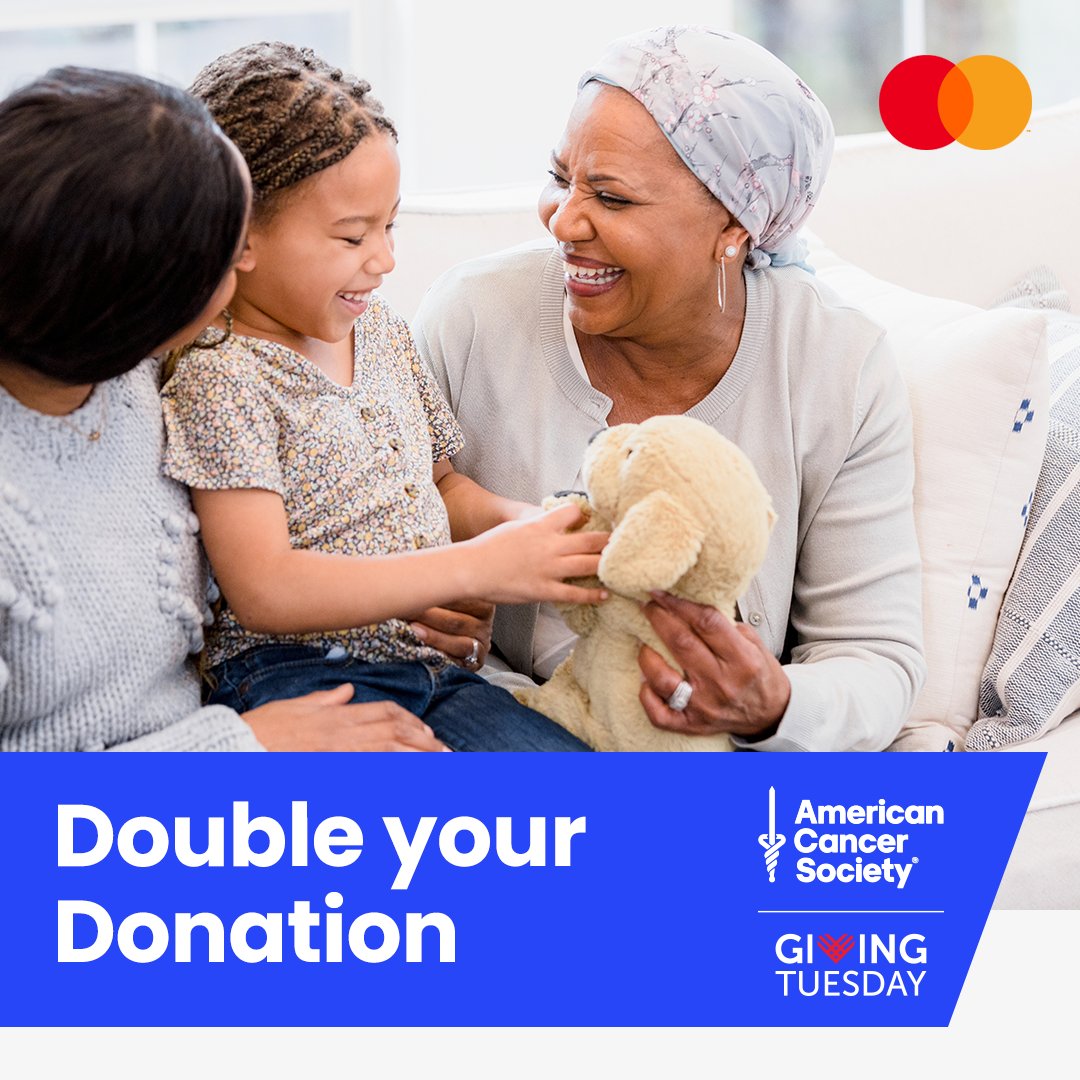 AmericanCancer's tweet photo. Did you know #GivingTuesday is tomorrow? Your gift could be matched up to $100K, thanks to @Mastercard. Donate tomorrow!

Valid through 11/29/22 at 11:59pm ET or when US$100K donation max is reached, whichever comes first. https://t.co/Kedw76EwNA