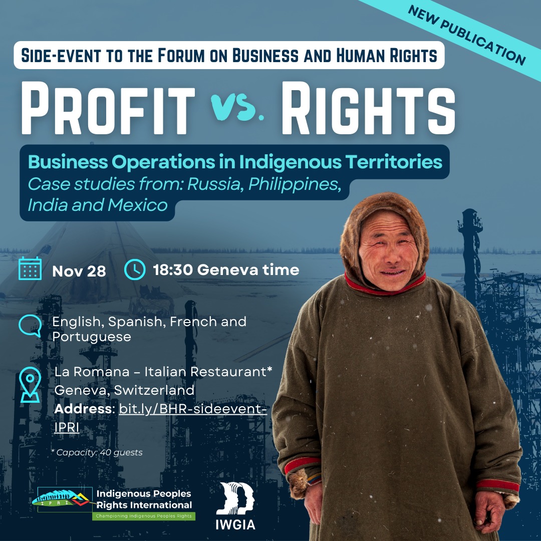 Right after the #UNForumBHR session today: "Profit Vs Rights - Business Operations in Indigenous Territories" A side event by <a href="/IPRightsIntl/">Indigenous Peoples’ Rights International - IPRI</a> 
#bizhumanrights #IndigenousRights