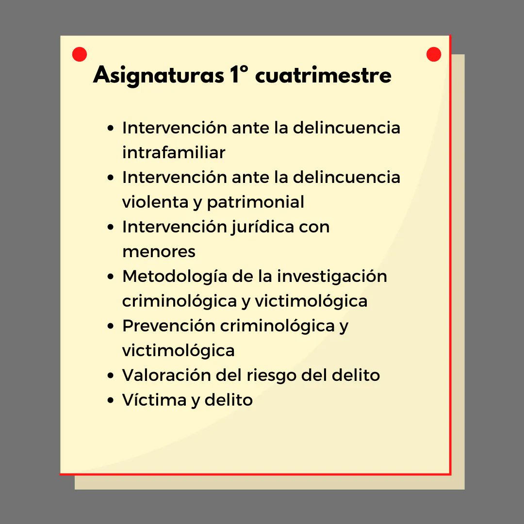 CriminaUMH's tweet photo. 👀 ¿Quieres conocer más sobre el @MICvUMH ?
Aquí te mostramos el plan de estudios 😎
No dudes en consultar el siguiente enlace para más información: https://t.co/oo2SSjSYgd
#criminaumh #estudiaumh #umh #MICV https://t.co/HzTFocJIWt