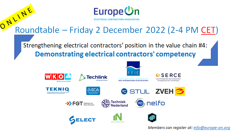 EuropeOn will host no less than 3 working groups/ roundtables this week, on:

🔶 #BIM #building information modelling (29/11)
🔶 Technical issues, with a focus on #emobility 🏎️ (01/12)
🔶 #ValueChain, to which you can still register  (02/12)⬇️⬇️

cc. <a href="/SERCE_France/">SERCE</a> <a href="/FFIE_fr/">FFIE</a>