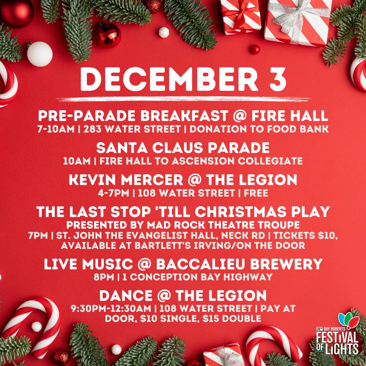 Town_BayRoberts's tweet image. Here is what’s coming up from November 28 to December 4 for the #FestivalOfLights25! 😁🎄

🔗 Full Festival schedule: bayroberts.com/25th-annual-fe…