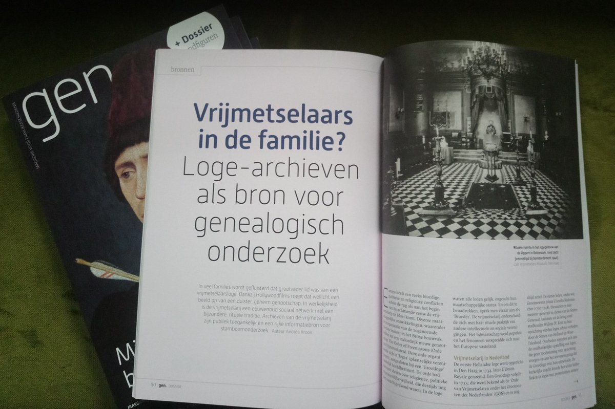 Al jaren abonnee van Gen, magazine voor familiegeschiedenis <a href="/CBG_nl/">Familiegeschiedenis</a>. Superleuk om nu zelf een artikel te mogen leveren. In 2023 volgt een workshop 'onderzoek in vrijmetselaarsarchieven'.

#genealogie #vrijmetselarij #stamboomonderzoek #dutchgeneology #archieven