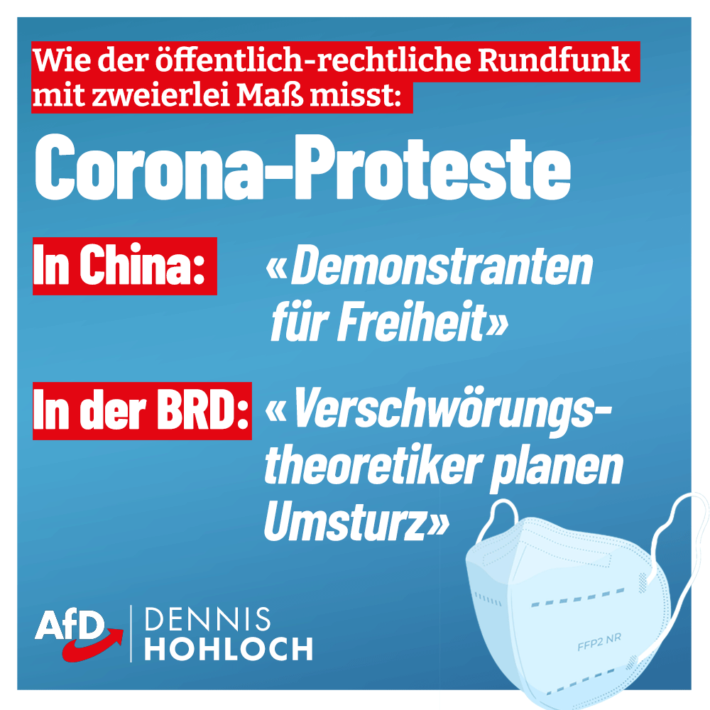 Während #Demonstranten gegen die überzogenen und größtenteils rechtswidrigen #Corona-Maßnahmen in #Deutschland auf die Straße gingen, als #Verschwörungstheoretiker und #Nazis diffamiert wurden, kürt der Staatsfunk die #Lockdown-Protestler in #China zu Freiheitskämpfern.