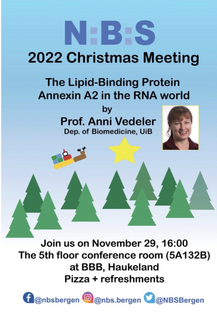 Neurotargeting @ UiB (@neurotarget_uib) on Twitter photo Join us for a social seminar tomorrow afternoon 🍕Our very own Prof. Anni Vedeler will present her discoveries through the years 🤩 Hosted by <a href="/NBSBergen/">NBS Bergen</a> at the BBB building @medofak_uib Join us for a social seminar tomorrow afternoon 🍕Our very own Prof. Anni Vedeler will present her discoveries through the years 🤩 Hosted by <a href="/NBSBergen/">NBS Bergen</a> at the BBB building @medofak_uib