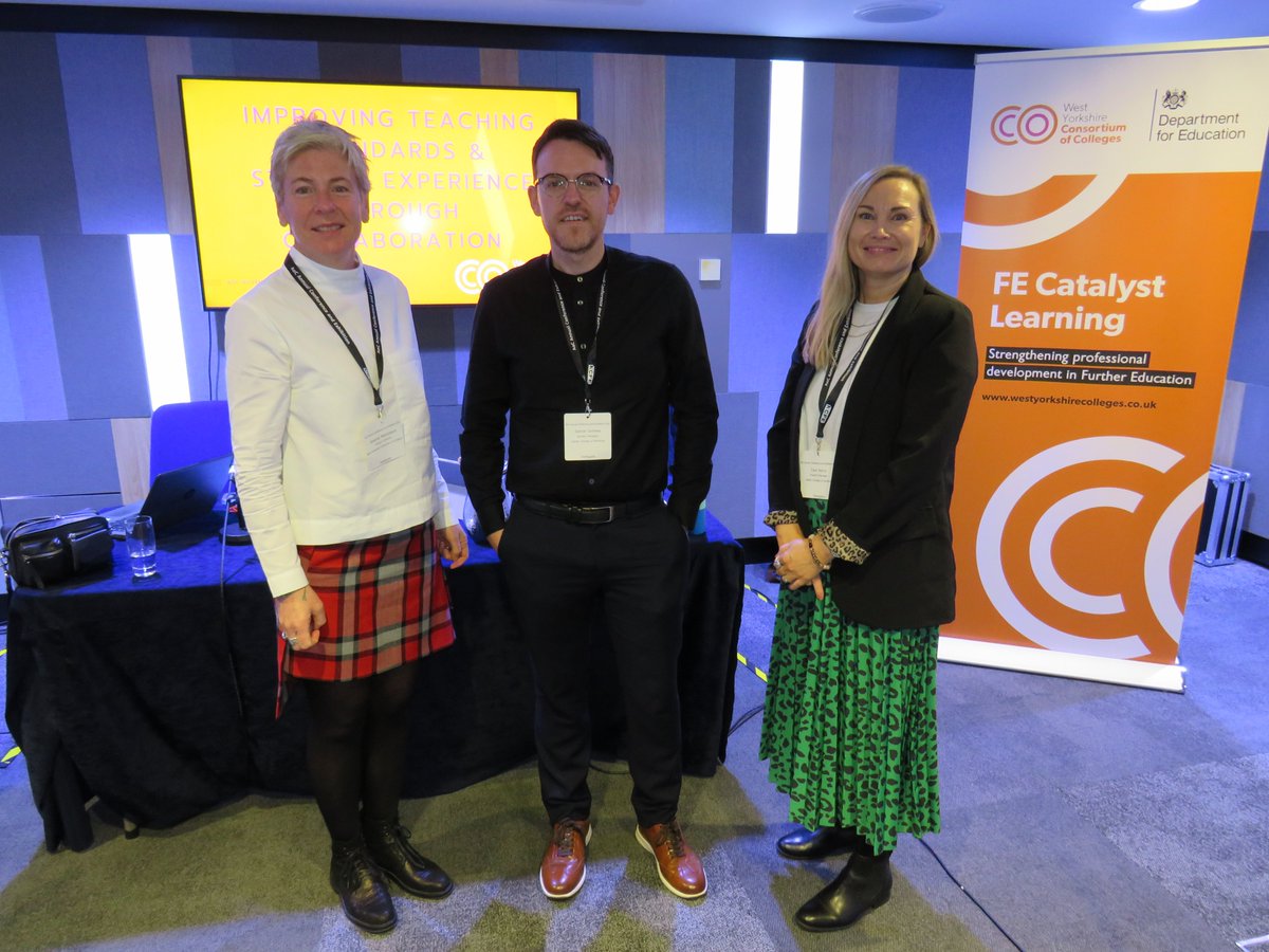 We presented on the #FECatalystLearning project at the annual <a href="/AoC_info/">Association of Colleges (AoC)</a> Conference this November.
We were joined by <a href="/WeAre_LCB/">Leeds College of Building</a> who explained how the <a href="/educationgovuk/">Department for Education</a> project had positively impacted the college, one of eight to take part #AocConf2022
More: westyorkshirecolleges.co.uk/news/2022/11/c…