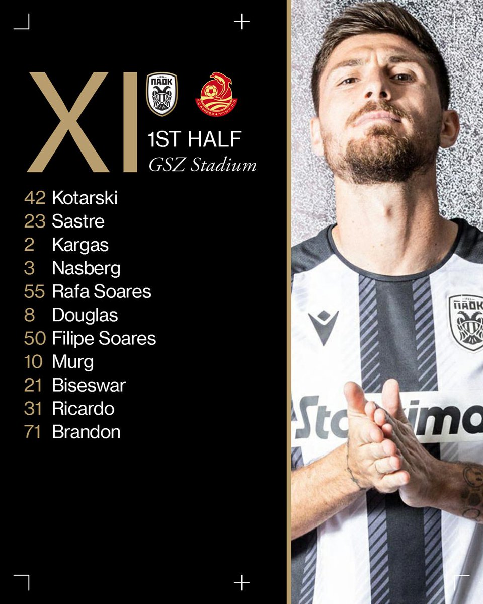 PAOK_FC's tweet photo. #Starting11 Η αρχική 11άδα της ομάδας μας για τη φιλική αναμέτρηση κόντρα στην Ασντόντ στην Κύπρο #PAOKASHD #FriendlyGame #PreGame https://t.co/R06RdUZnsm