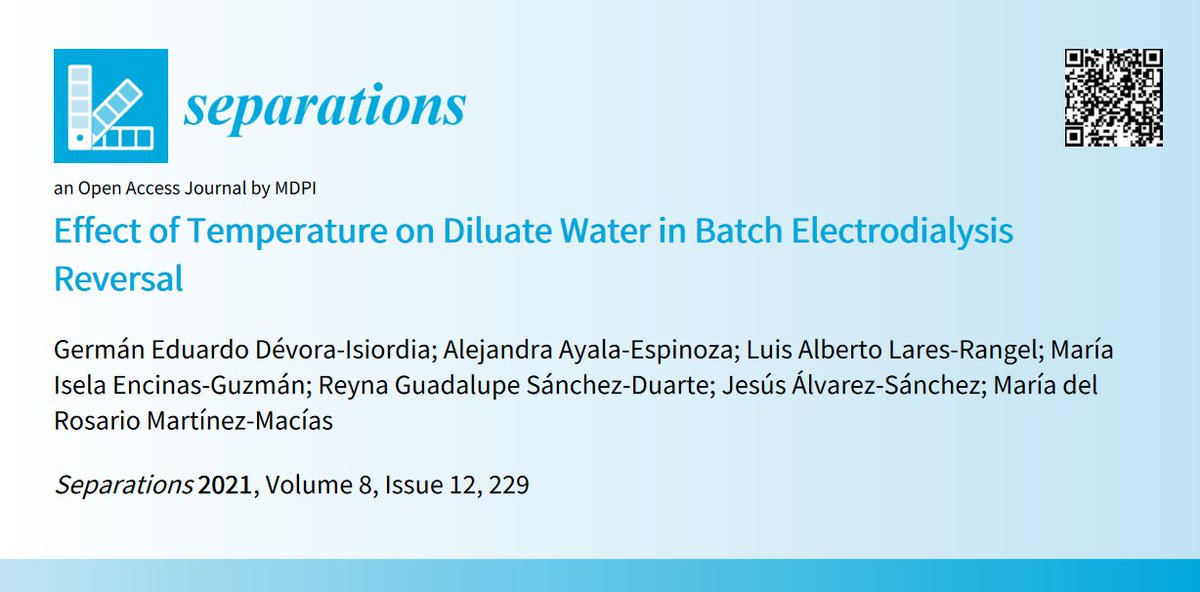 Sep_MDPI's tweet photo. #2021Paper #InterestingPaper
Effect of Temperature on Diluate Water in Batch #Electrodialysis Reversal
👉https://t.co/RGHuQMqSlc
@ChemMatSci_MDPI
#voltage https://t.co/WHFhqa2ldP
