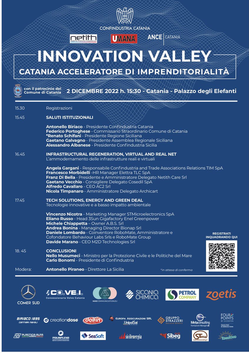 #transizione energetica #infrastrutture materiali e virtuali #sostenibilità ambientale #innovazione tecnologica #startup innovative. Ne parliamo il 2 dicembre a Catania in occasione della nostra assemblea annuale con la partecipazione del presidente di Confindustria Carlo Bonomi