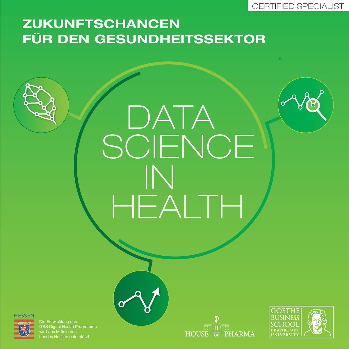 hoph_ffm's tweet image. Am 14.12 findet die Online-Infoveranstaltung zu unserem #Zertifikatsprogramms &quot;Data Science in Health&quot; in Kooperation mit der @GoetheBSchool statt. 
Das Programm bereitet in drei Modulen Fach- &amp;amp; Führungskräfte auf das Thema #Digitalisierung vor.
Anmeldung: bit.ly/3gMPMEx