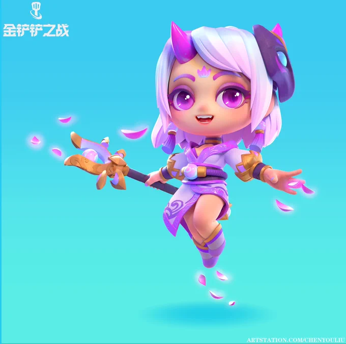 Chibi Spirit Blossom Lux for Battle of the Golden Spatula (Chinese TFT mobile spin-off) by Chengyou Liu  