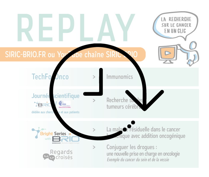 [Replay]
⏯️ Retrouvez très bientôt nos événements 2022 sur YouTube.
Tech for Onco - Immunomics
Journée scientifique SIRIC BRIO/ARTC
Bright Series « Regards Croisés » 
🔔 Activez la cloche pour ne rien manquer : shorturl.at/eruY4

#cancer #chercheurs #soignants #patients