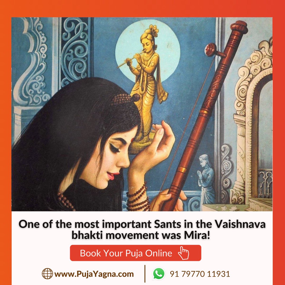 One of the most important Sants in the Vaishnava bhakti movement was Mira!

Go over to pujayagna.com/products/mira-… to book it online form Eshwar Bhakti now!

#bookforpandit #onlinepoojan #onlinepoojabooking #onlinepoojaservices #onlineprasad #onlinebookings